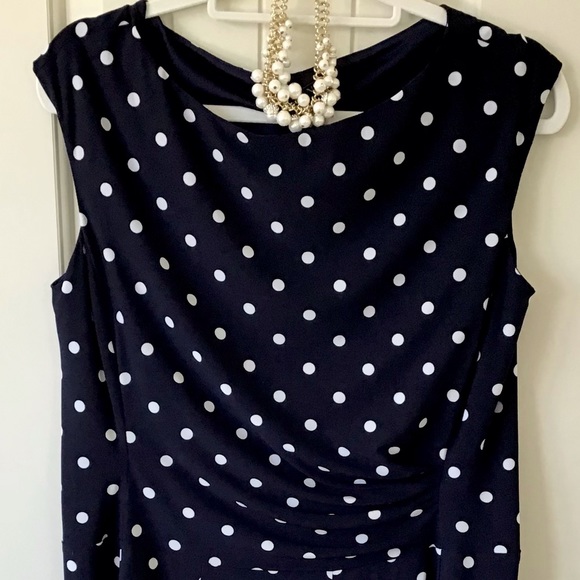 Ralph Lauren NWT Navy Polka Dot Dress Size 16 - Picture 4 of 10